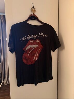 The Rolling Stones Black Tee with White Care Label Print
